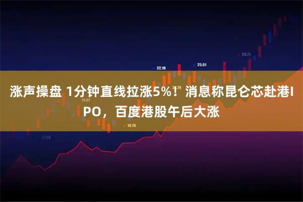 涨声操盘 1分钟直线拉涨5%！消息称昆仑芯赴港IPO，百度港股午后大涨