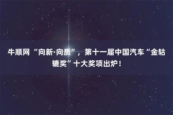 牛顺网 “向新·向质”，第十一届中国汽车“金轱辘奖”十大奖项出炉！